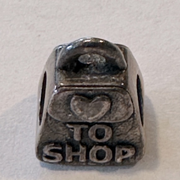 Vintage 🩶 To Shop Silver Bag Charm - Picture 3 of 5